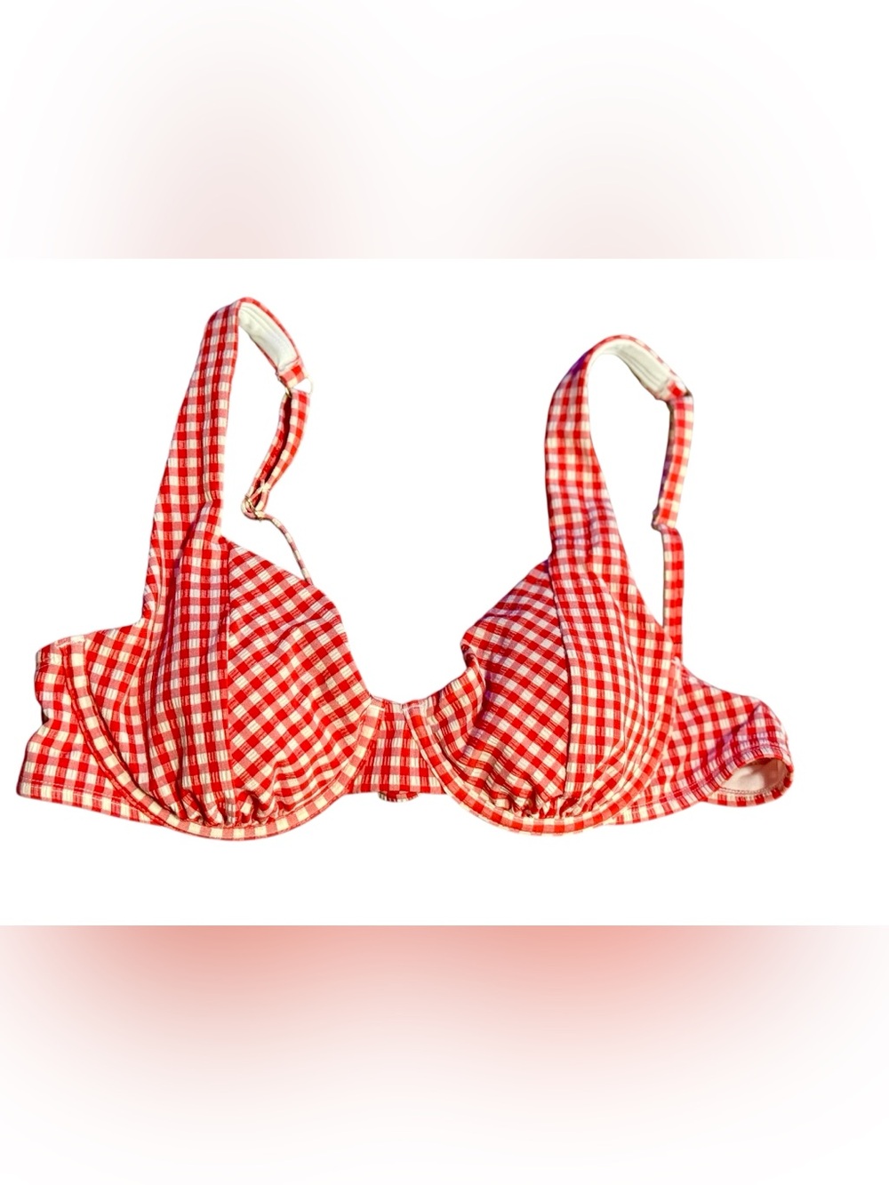 Shade & Shore Red & White Gingham Bikini Top Sz M (8-10) NWT